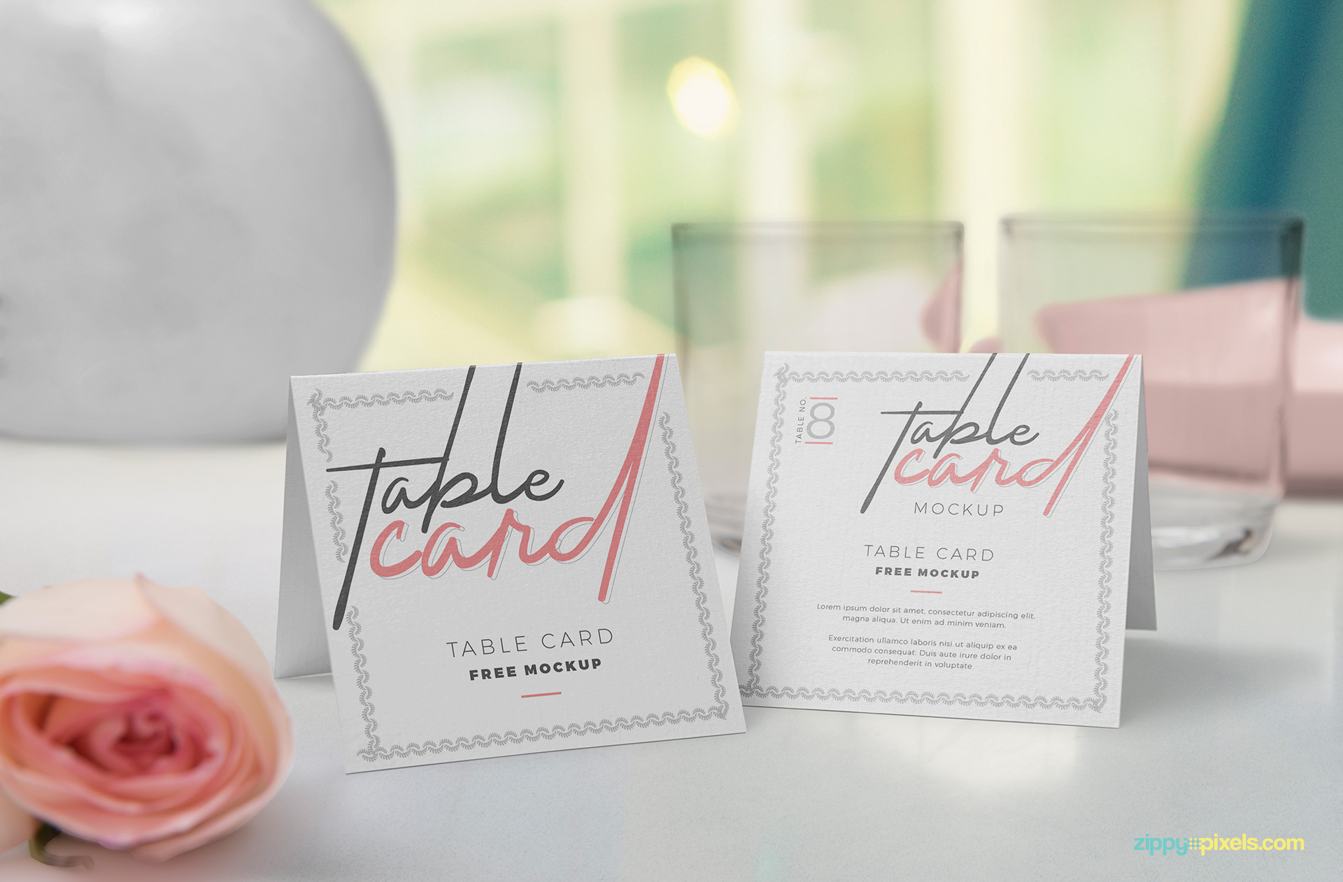 Free table card mockup.