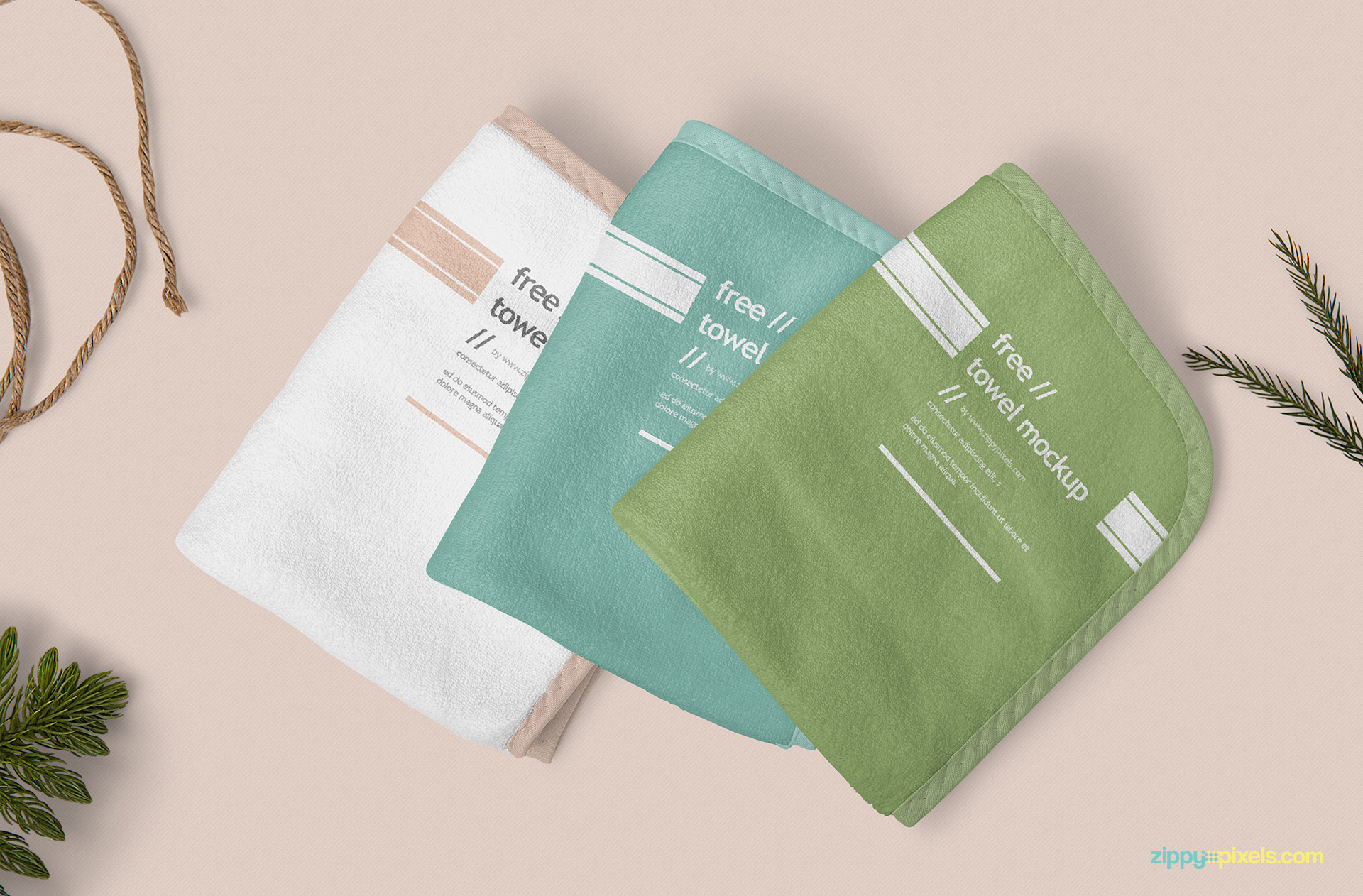 Three gorgeous hand towel mockup.