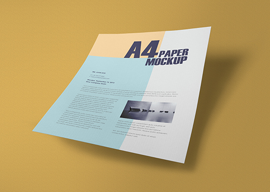 Free Textured A4 Paper Mockup PSD