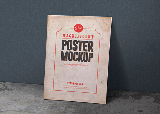 Free Magnificent Vintage Poster Mockup PSDs