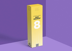 Free Vertical Box Mockup for Cardboard