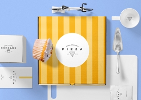 Free Pizza Packaging Mockup Scene