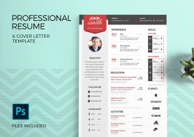 Modern & Simple Resume Template with Cover Letter – 3 Color sets