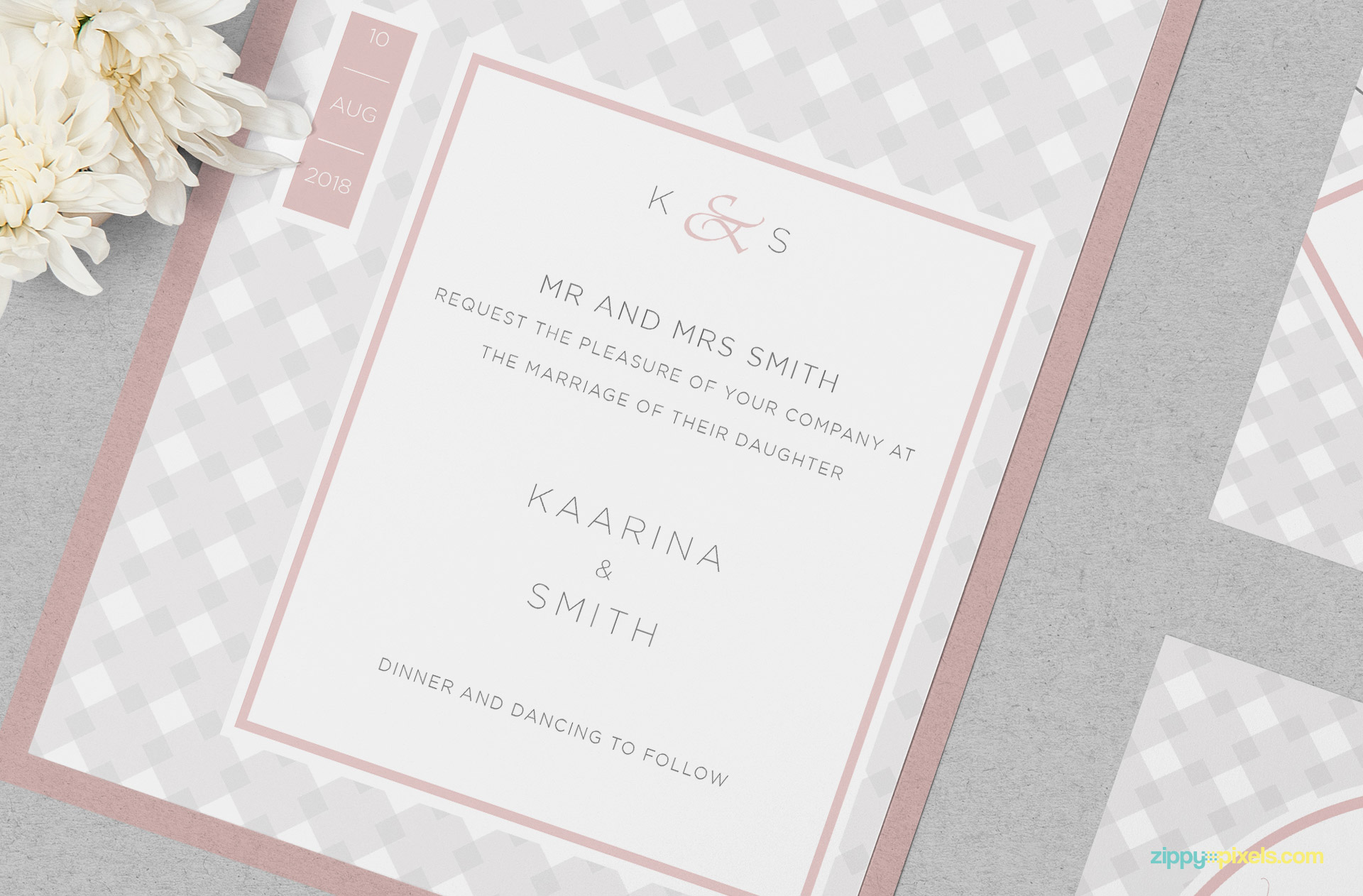 Beautiful wedding invitation card mockup.