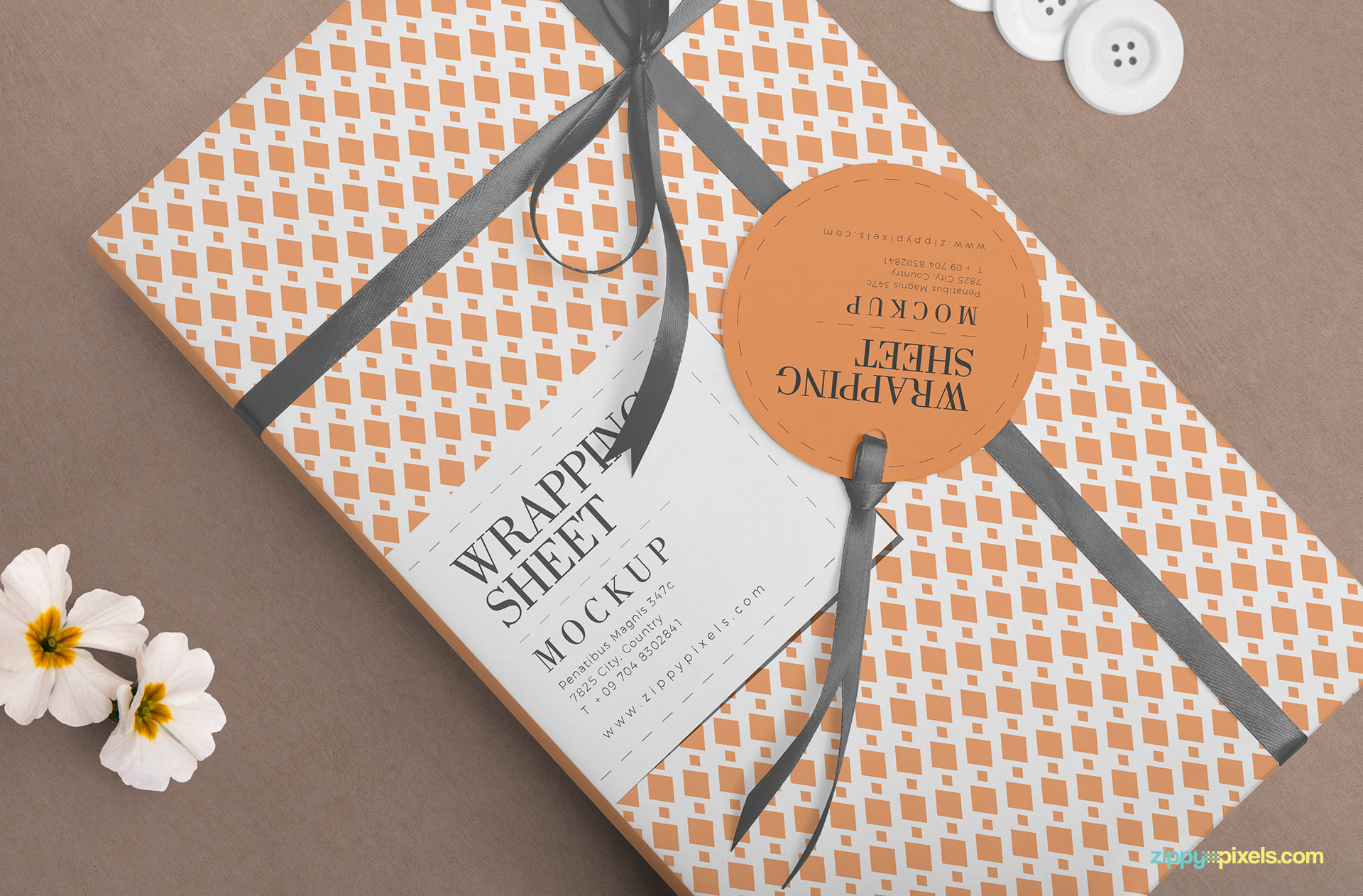 Free wrapping paper mockup PSD.