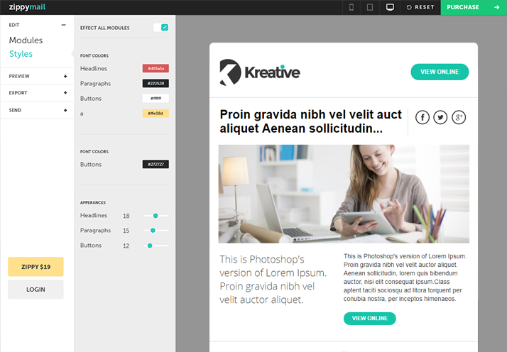 Kreative Free ready for mobiles browsers and desktop